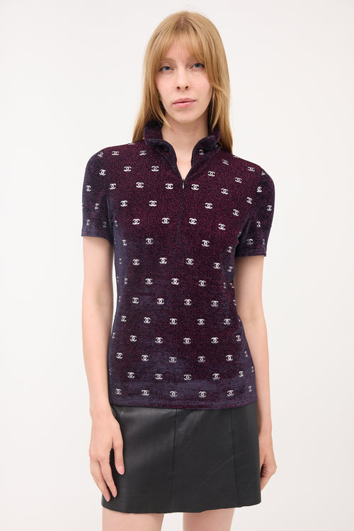 Chanel Metallic Velvet CC Top