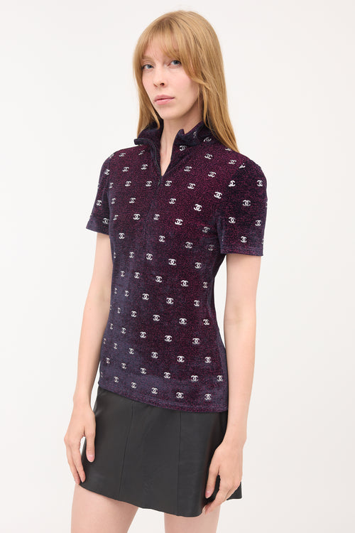 Chanel Metallic Velvet CC Top