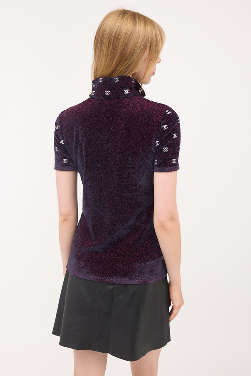 Chanel Metallic Velvet CC Top