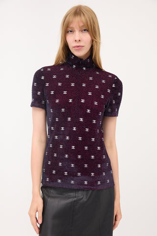 Chanel Metallic Velvet CC Top