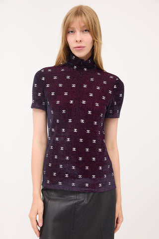 Chanel Metallic Velvet CC Top
