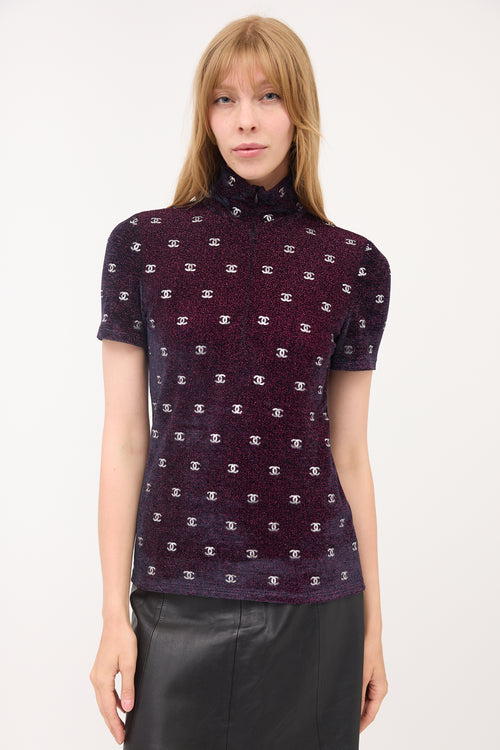 Chanel Metallic Velvet CC Top
