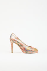 Chanel Metallic Floral Platform Pump