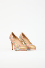Chanel Metallic Floral Platform Pump