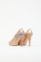 Chanel Metallic Floral Platform Pump