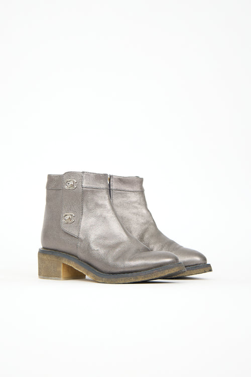 Chanel Metallic Leather CC Boot