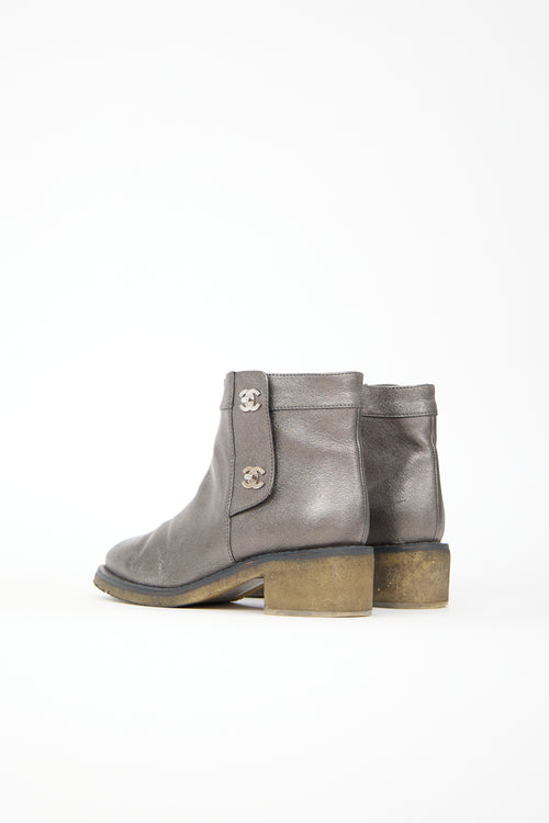 Chanel Metallic Leather CC Boot