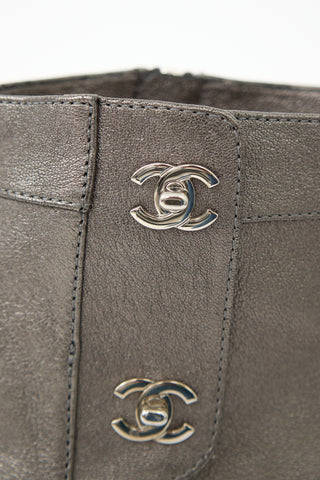 Chanel Metallic Leather CC Boot