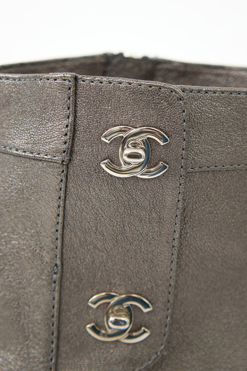 Chanel Metallic Leather CC Boot