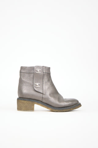 Chanel Metallic Leather CC Boot