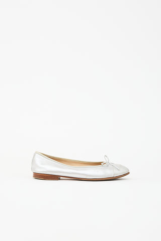 Chanel Metallic Leather CC Ballet Flat