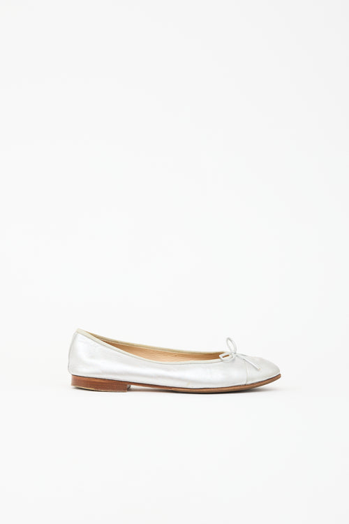 Chanel Metallic Leather CC Ballet Flat