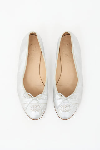 Chanel Metallic Leather CC Ballet Flat