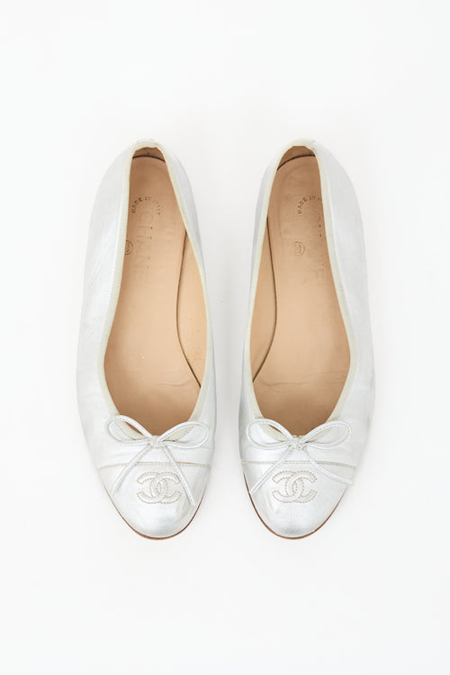 Chanel Metallic Leather CC Ballet Flat