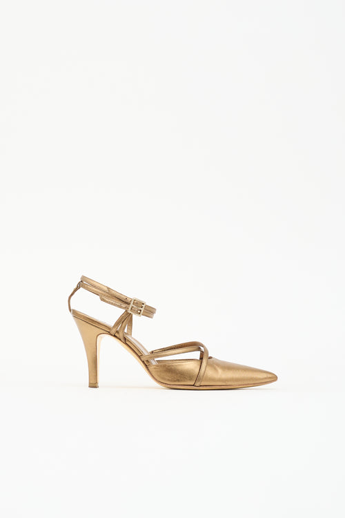 Chanel Metallic Leather Pointed Sandal