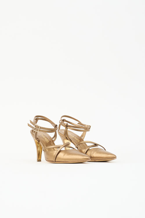 Chanel Metallic Leather Pointed Sandal
