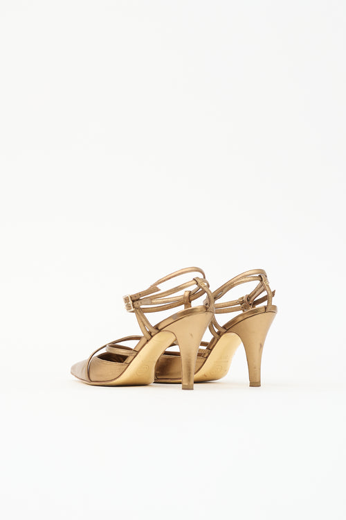 Chanel Metallic Leather Pointed Sandal