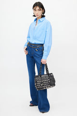 Chanel Mid 2000s Black & Cream Canvas Monogram Tote Bag