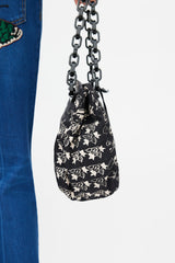 Chanel Mid 2000s Black & Cream Canvas Monogram Tote Bag