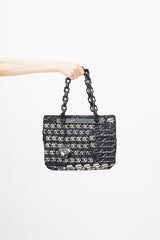 Chanel Mid 2000s Black & Cream Canvas Monogram Tote Bag
