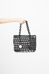 Chanel Mid 2000s Black & Cream Canvas Monogram Tote Bag