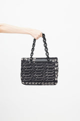 Chanel Mid 2000s Black & Cream Canvas Monogram Tote Bag