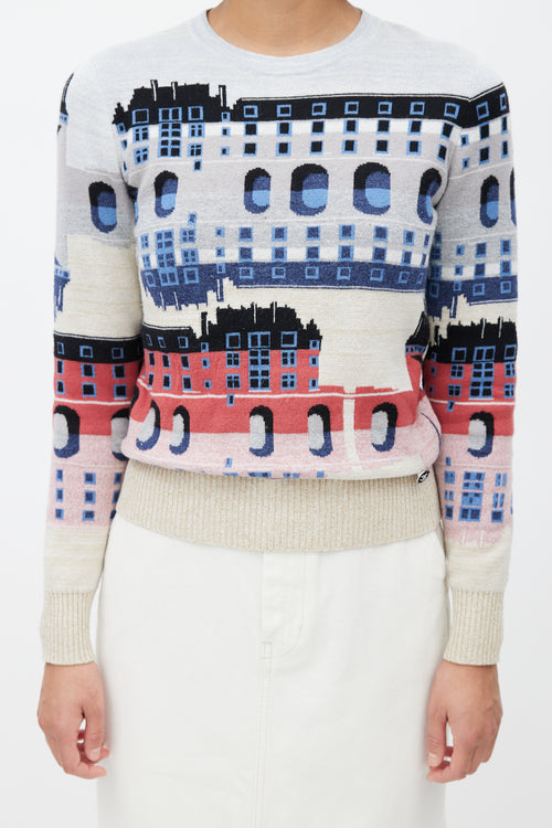 Chanel Multicolor Metallic Cashmere Graphic Knit Sweater