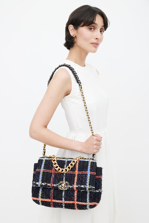 Chanel 2020 Black & Multi Tweed 19 Shoulder Bag