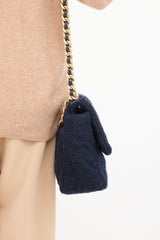 Chanel Navy Tweed Large 19 Handbag