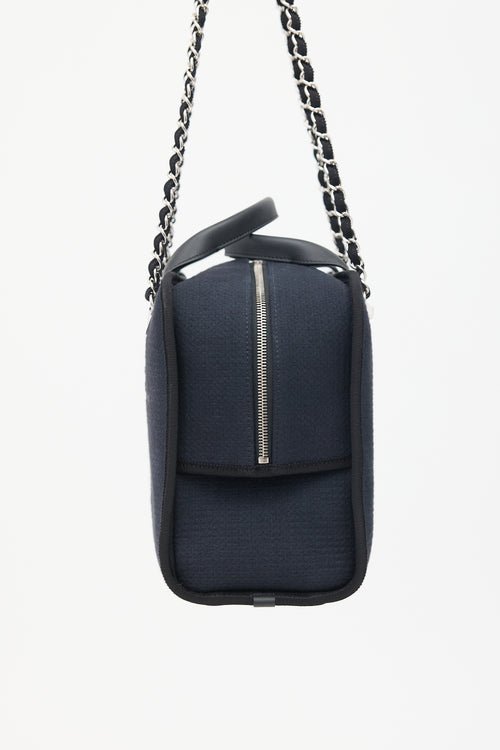 Chanel Navy & Black Canvas Deauville Two Way Chain Bowling Bag