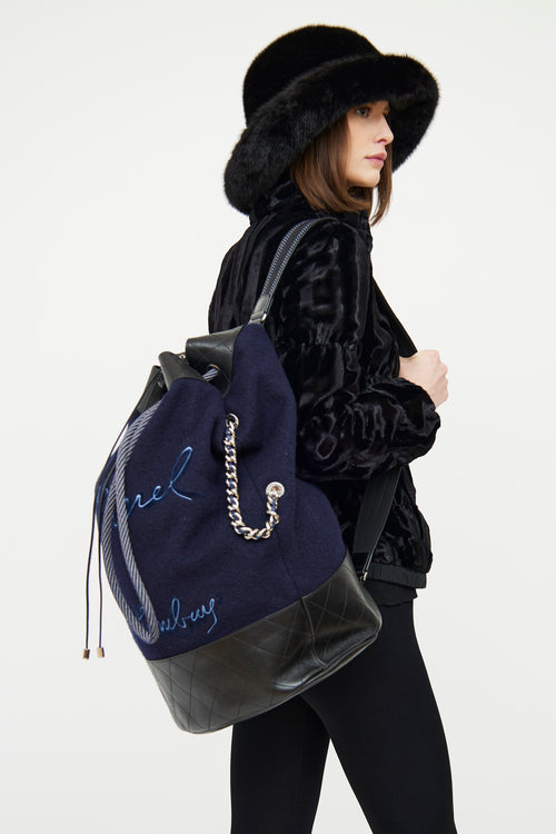Chanel 2018/19 Navy Paris Hamburg Sling Backpack