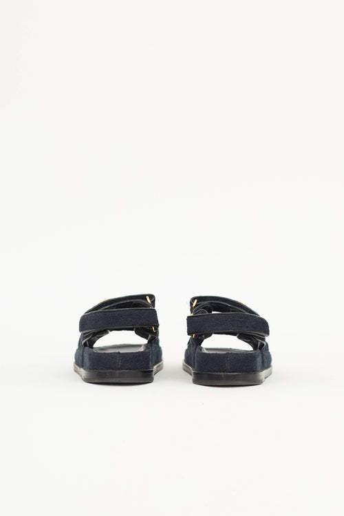 Chanel Pre Fall 2021 Quilted Denim Dad CC Sandal
