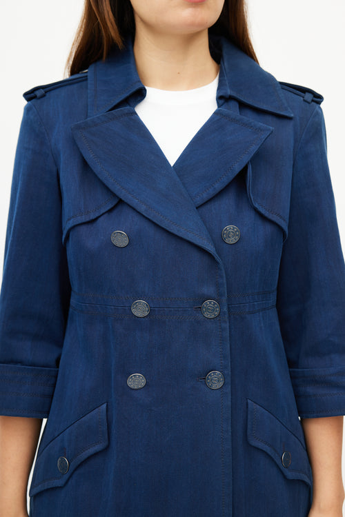 Chanel Navy Double Breasted Trench Coat