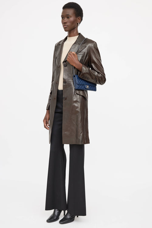 Chanel 2010 Leather East West Wallet On Chain