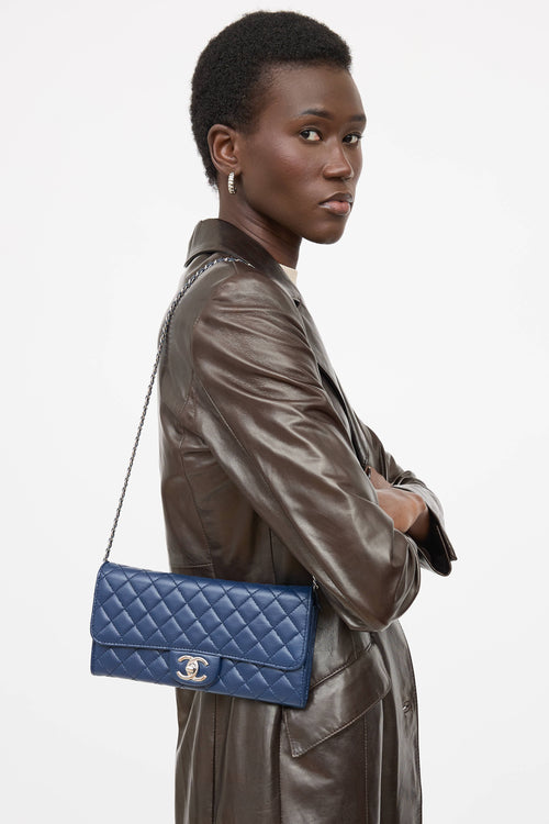 Chanel 2010 Leather East West Wallet On Chain