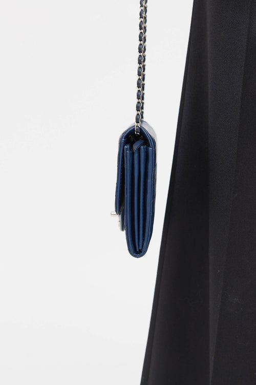 Chanel 2010 Leather East West Wallet On Chain