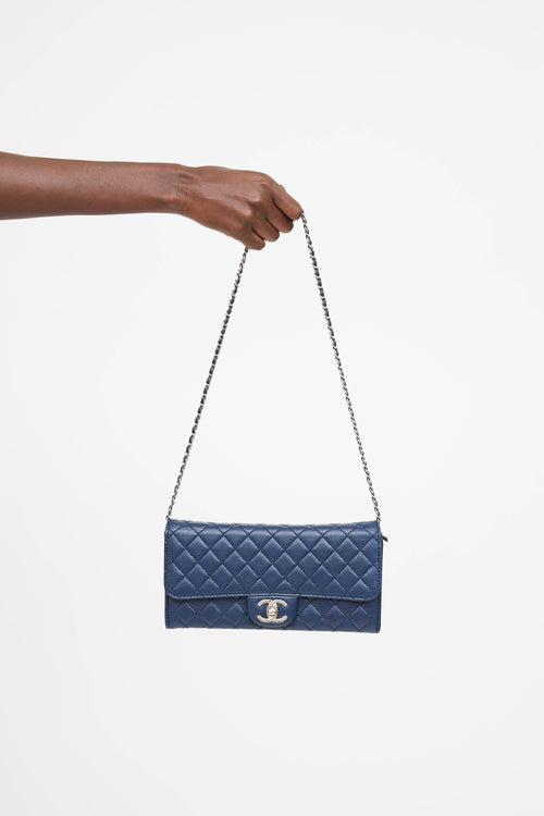 Chanel 2010 Leather East West Wallet On Chain