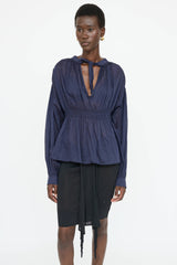 Chanel 2022 Cotton Smocked Blouse