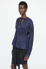 Chanel 2024 Cotton Smocked Blouse