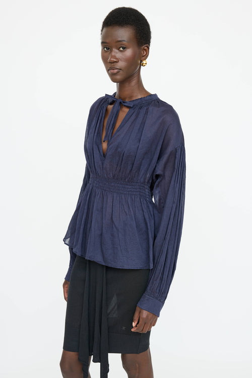 Chanel 2024 Cotton Smocked Blouse