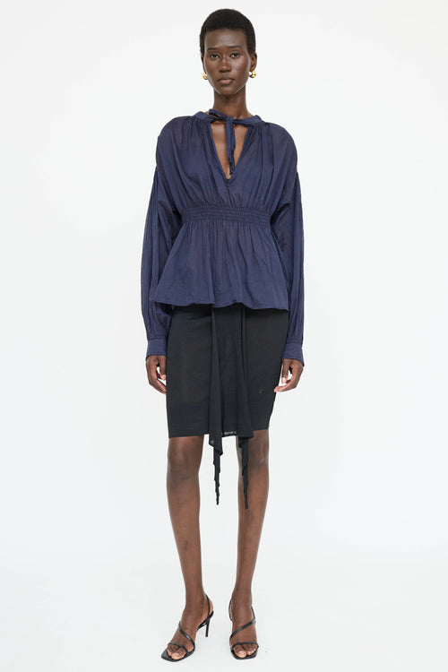 Chanel 2023 Cotton Smocked Blouse