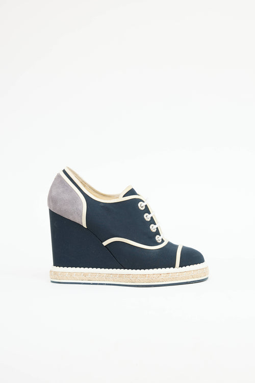 Chanel Lace Up Wedge Espadrille