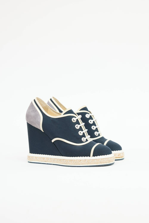 Chanel Lace Up Wedge Espadrille