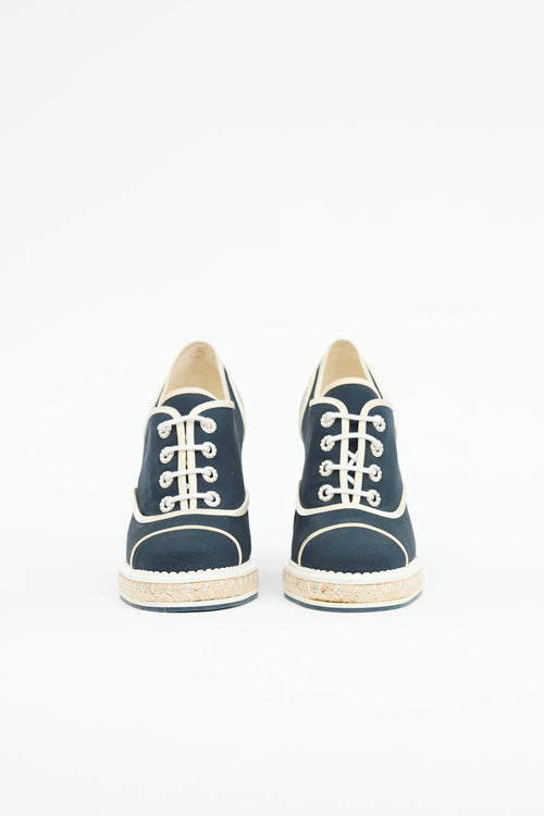 Chanel Lace Up Wedge Espadrille