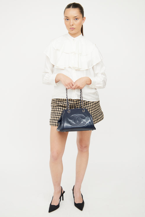 Chanel 2010 Navy Patent Lipstick Accordion Tote