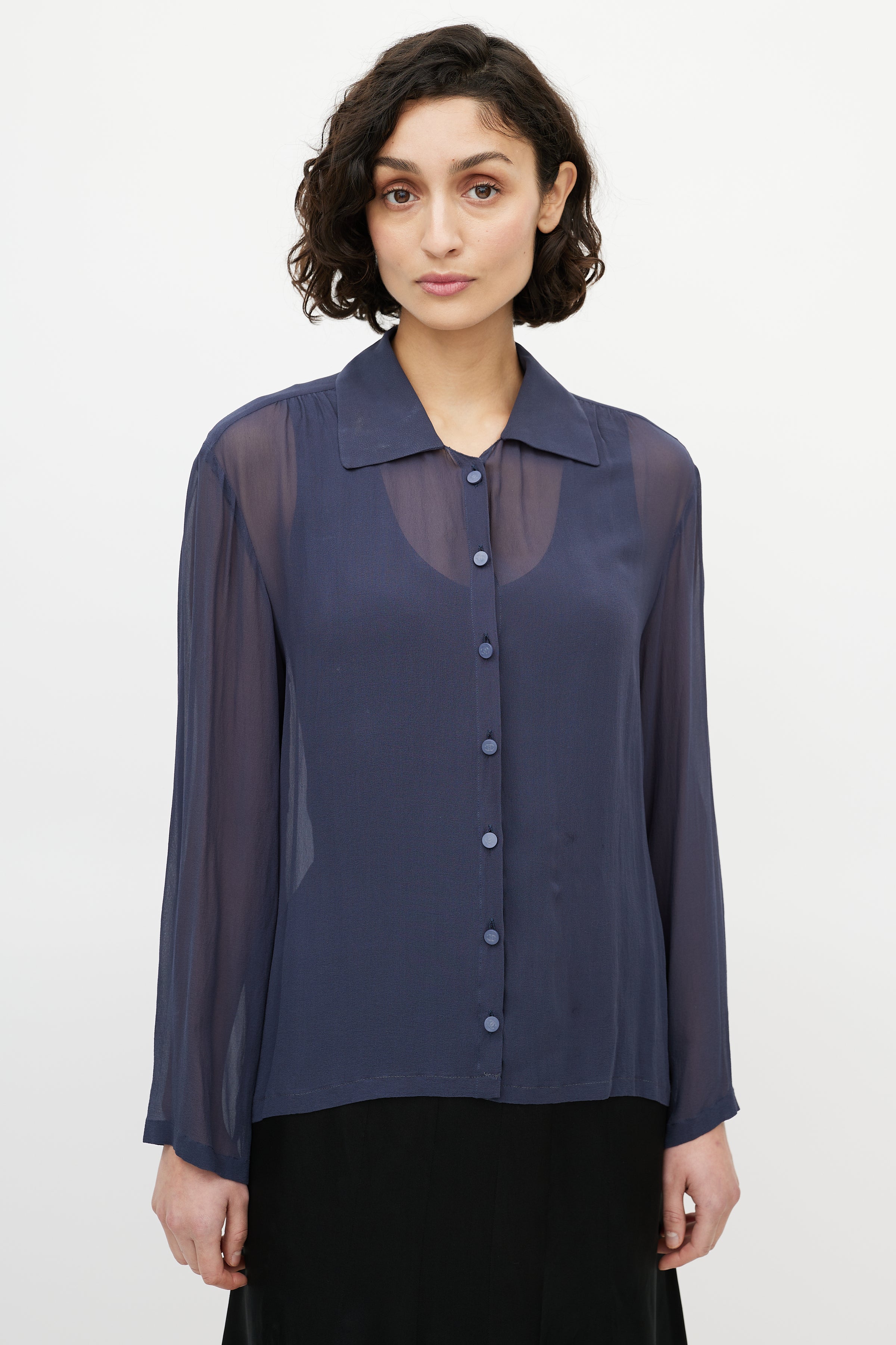 Chanel // Navy Sheer VSP Blouse – Consignment Scarf