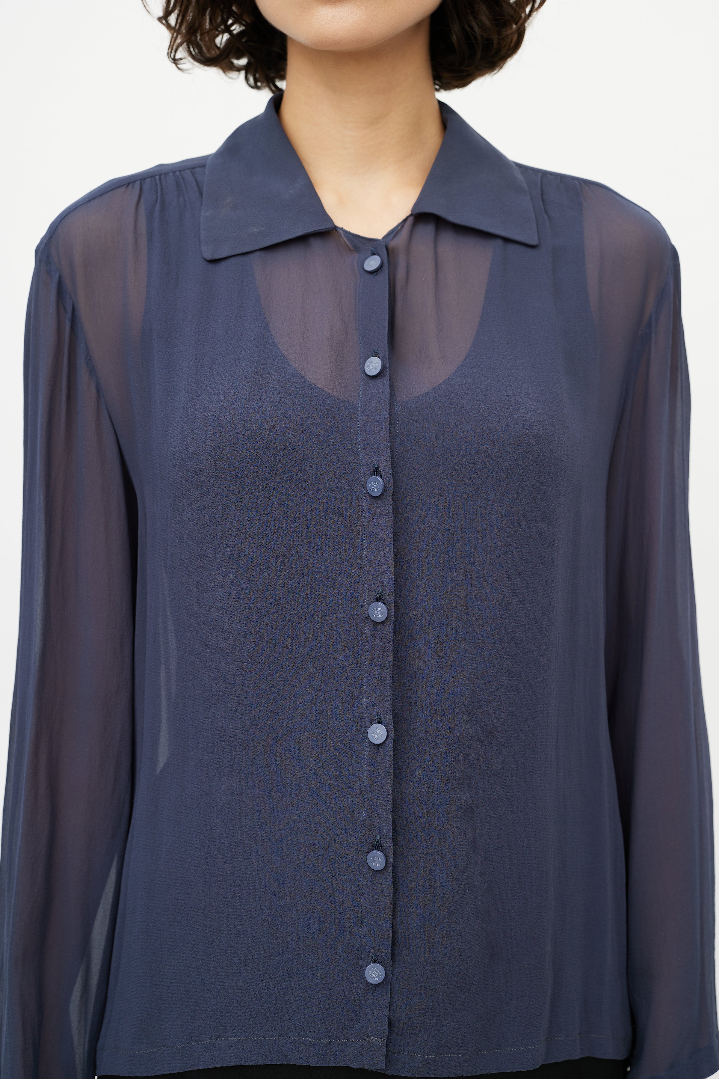 Chanel // Navy Sheer – Blouse Scarf Consignment VSP