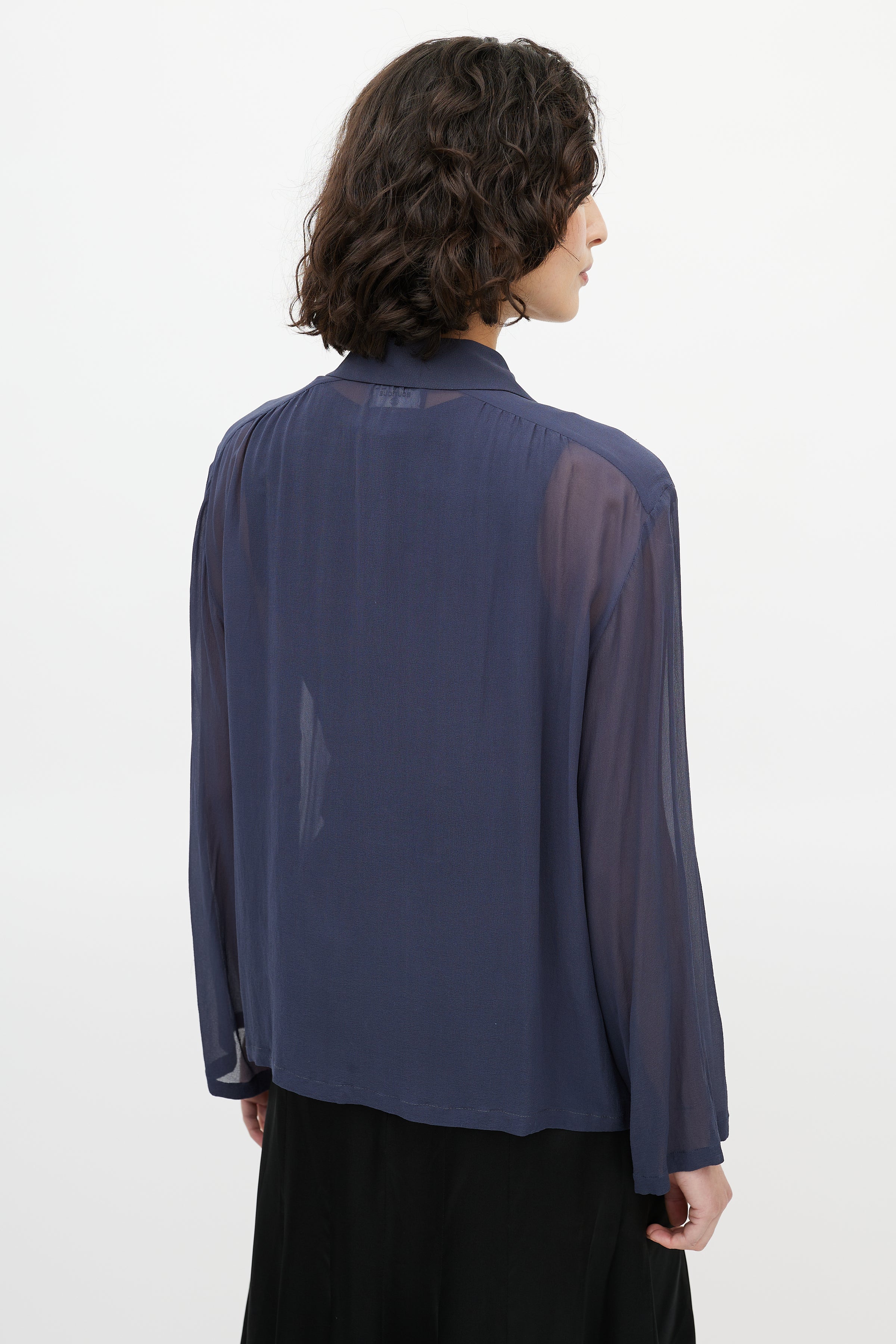 Chanel // Navy Sheer Scarf Blouse – VSP Consignment