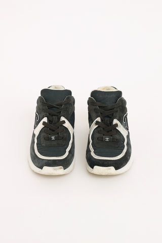Chanel Navy & White Suede CC Sneakers