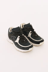 Chanel Navy & White Suede CC Sneakers